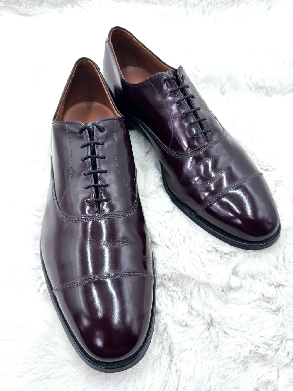 Allen Edmonds Park Avenue Burgundy Leather Cap Toe Oxford Shoes Size US 12.5 D